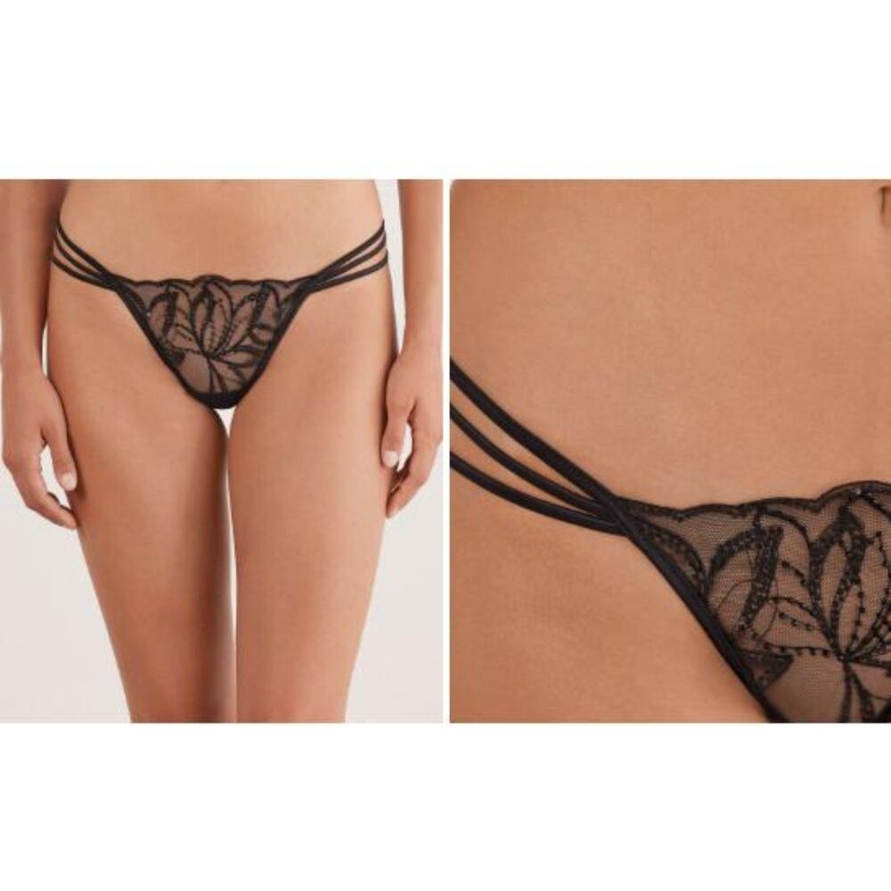 Intimissimi SMALL DARK MOON "La Collezione" Limited Edition Beaded Lace Thong